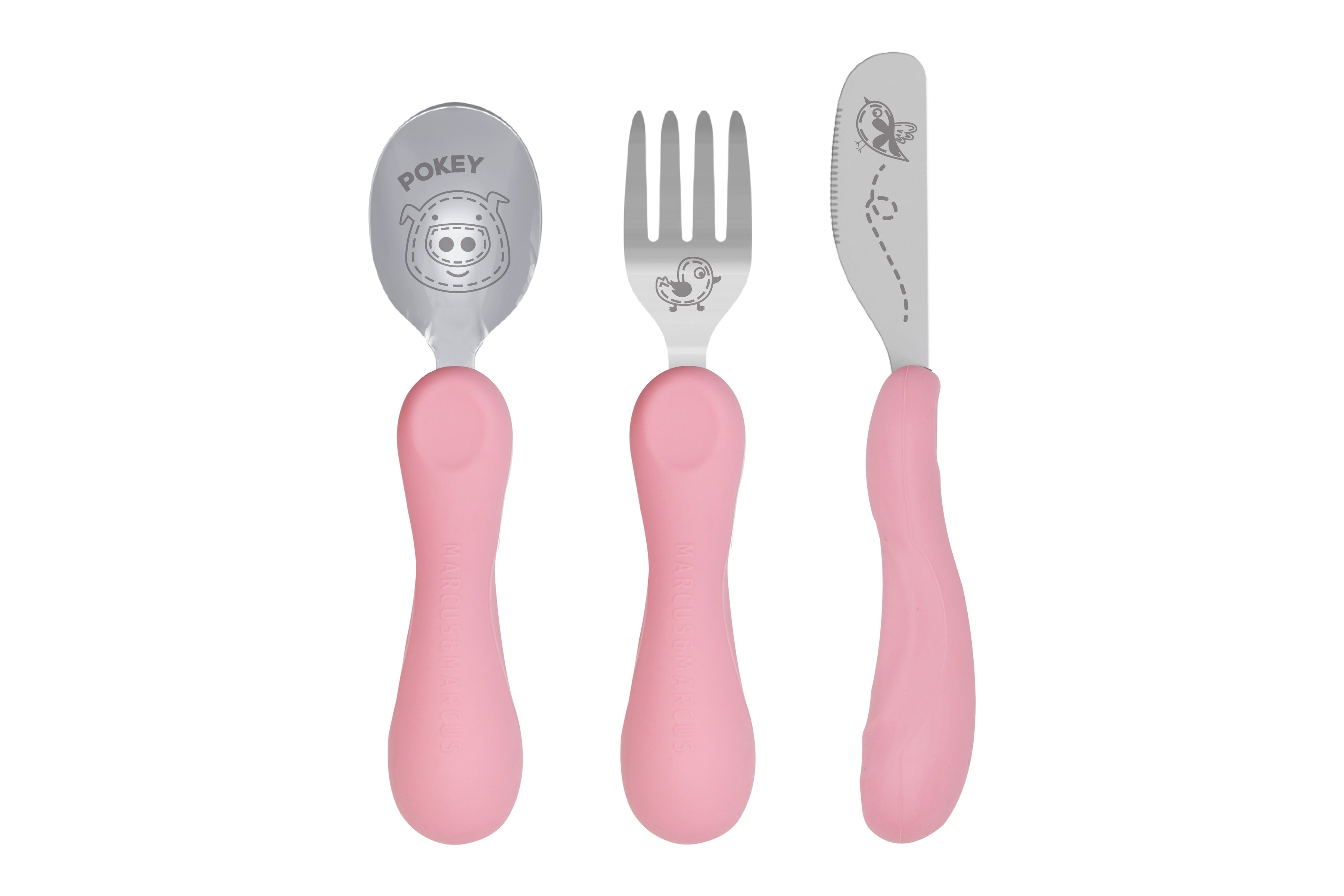 Kit Talheres Infantil Porquinha Pokey Rosa - Marcus & Marcus