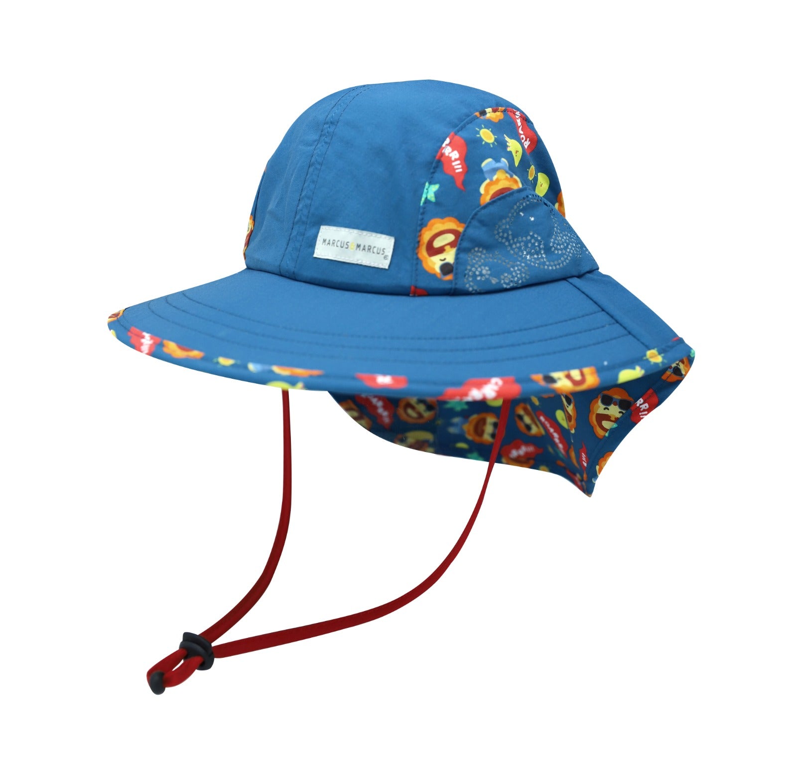 Chapéu com Proteção de Nuca e UV Azul Tam M 1-2 Anos - Marcus & Marcus