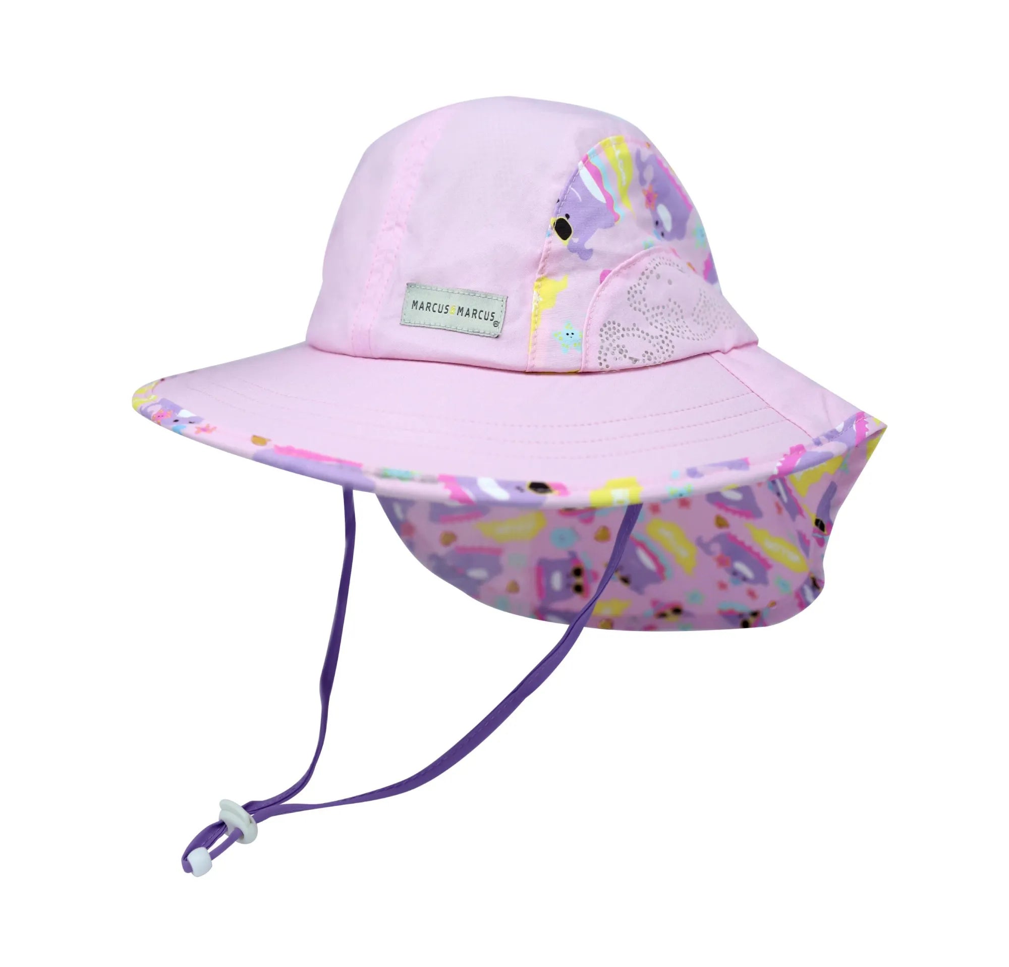 Chapéu com Proteção de Nuca e UV Lilás Tam M 1-2 Anos - Marcus & Marcus