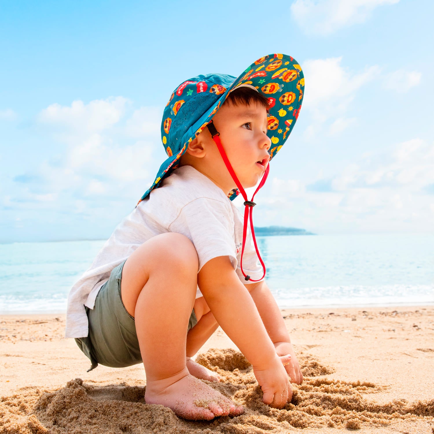 Chapéu com Proteção de Nuca e UV Azul Tam M 1-2 Anos - Marcus & Marcus
