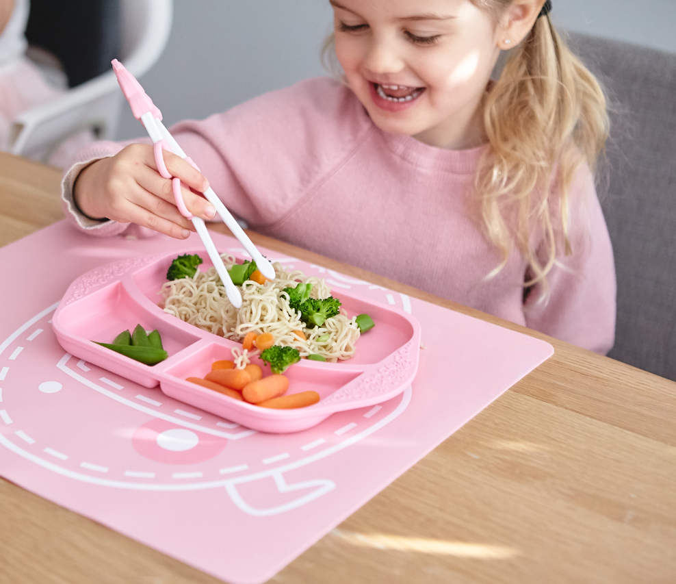Prato com Divisórias em Silicone Porquinha Pokey Rosa - Marcus & Marcus