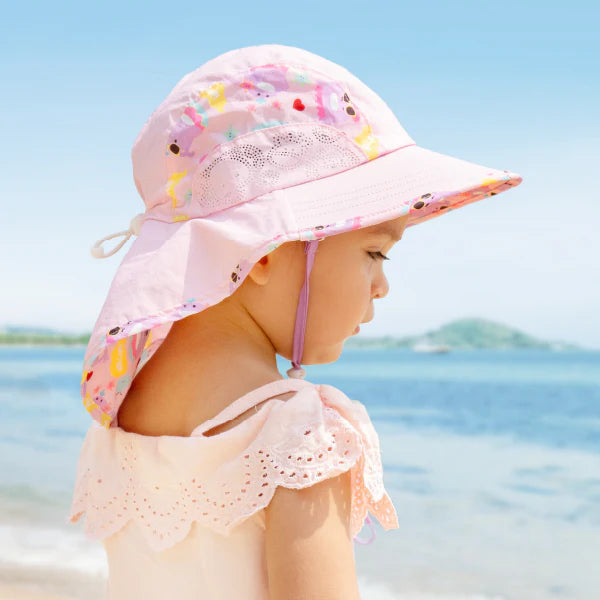 Chapéu com Proteção de Nuca e UV Lilás Tam M 1-2 Anos - Marcus & Marcus