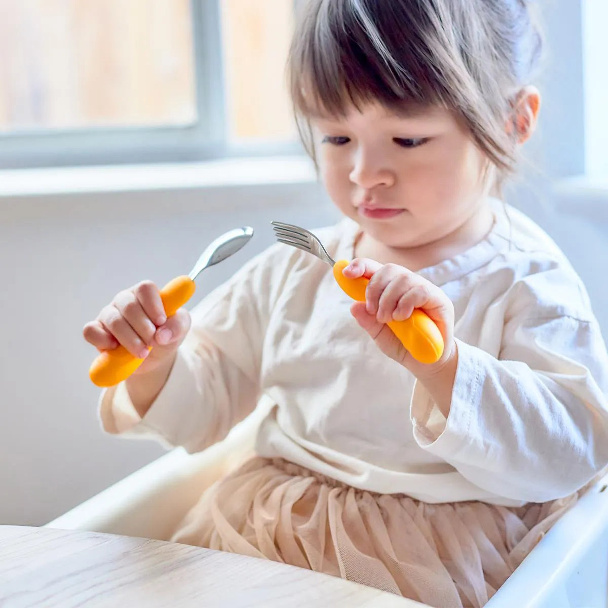 Kit Talheres Infantil Girafa Lola Amarelo - Marcus & Marcus