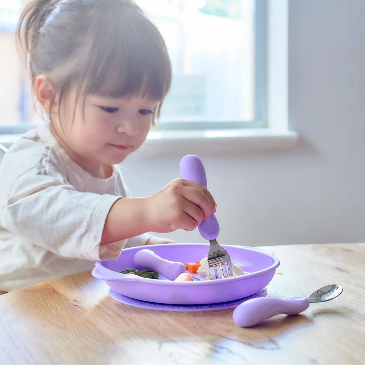 Kit Talheres Infantil Baleia Willo Lilás - Marcus & Marcus