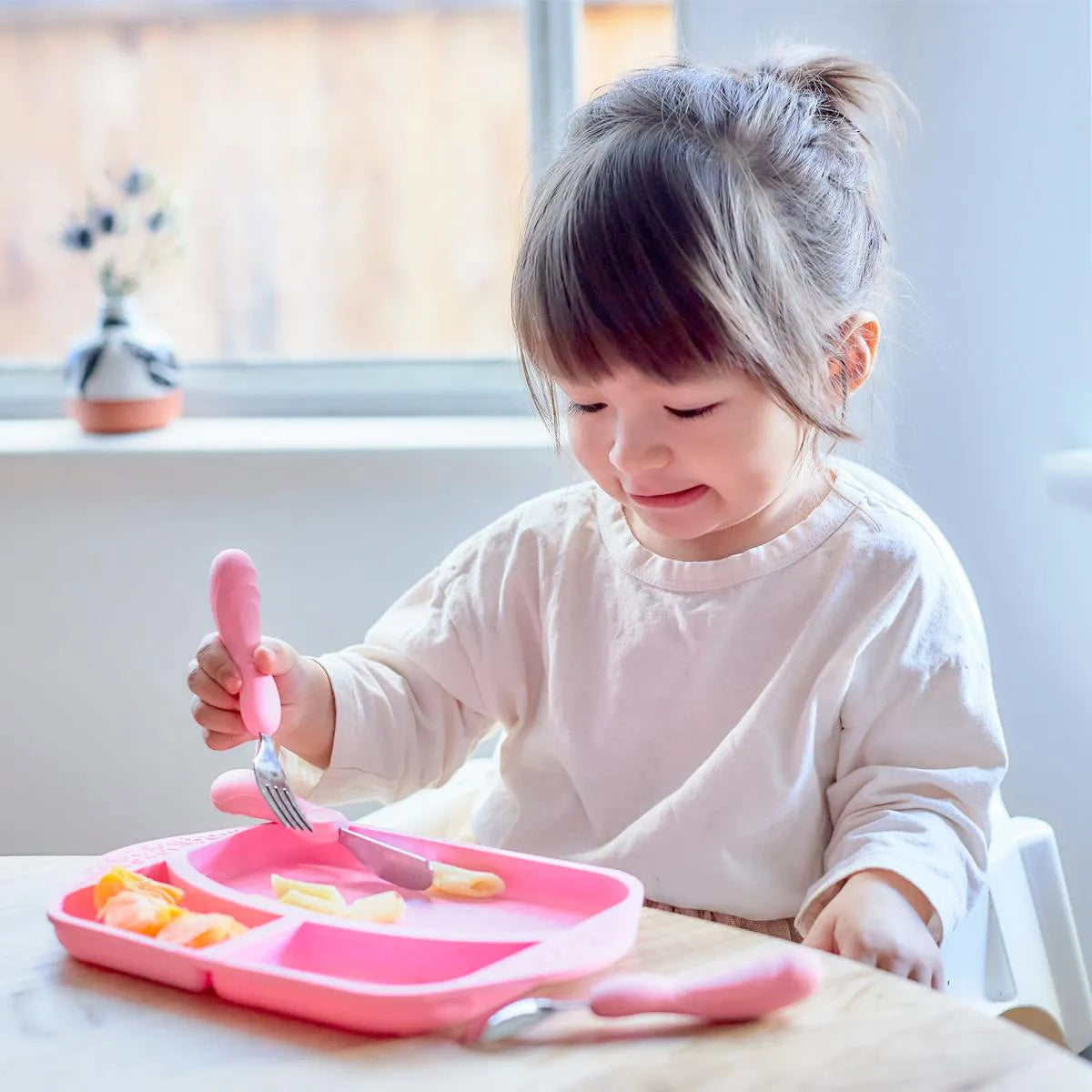 Kit Talheres Infantil Porquinha Pokey Rosa - Marcus & Marcus